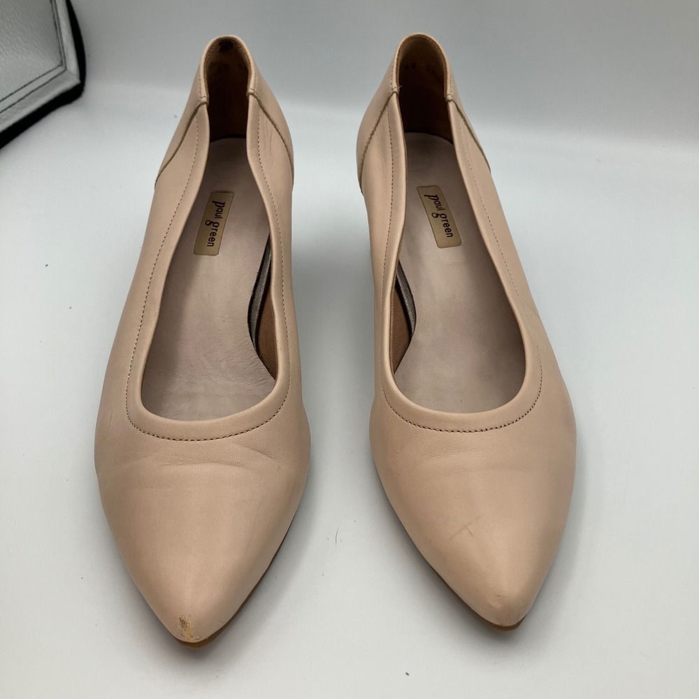 Paul Green Kami Womens Nude Leather Pointed Toe Block Heel Pumps Size 6 - Picture 2 of 11